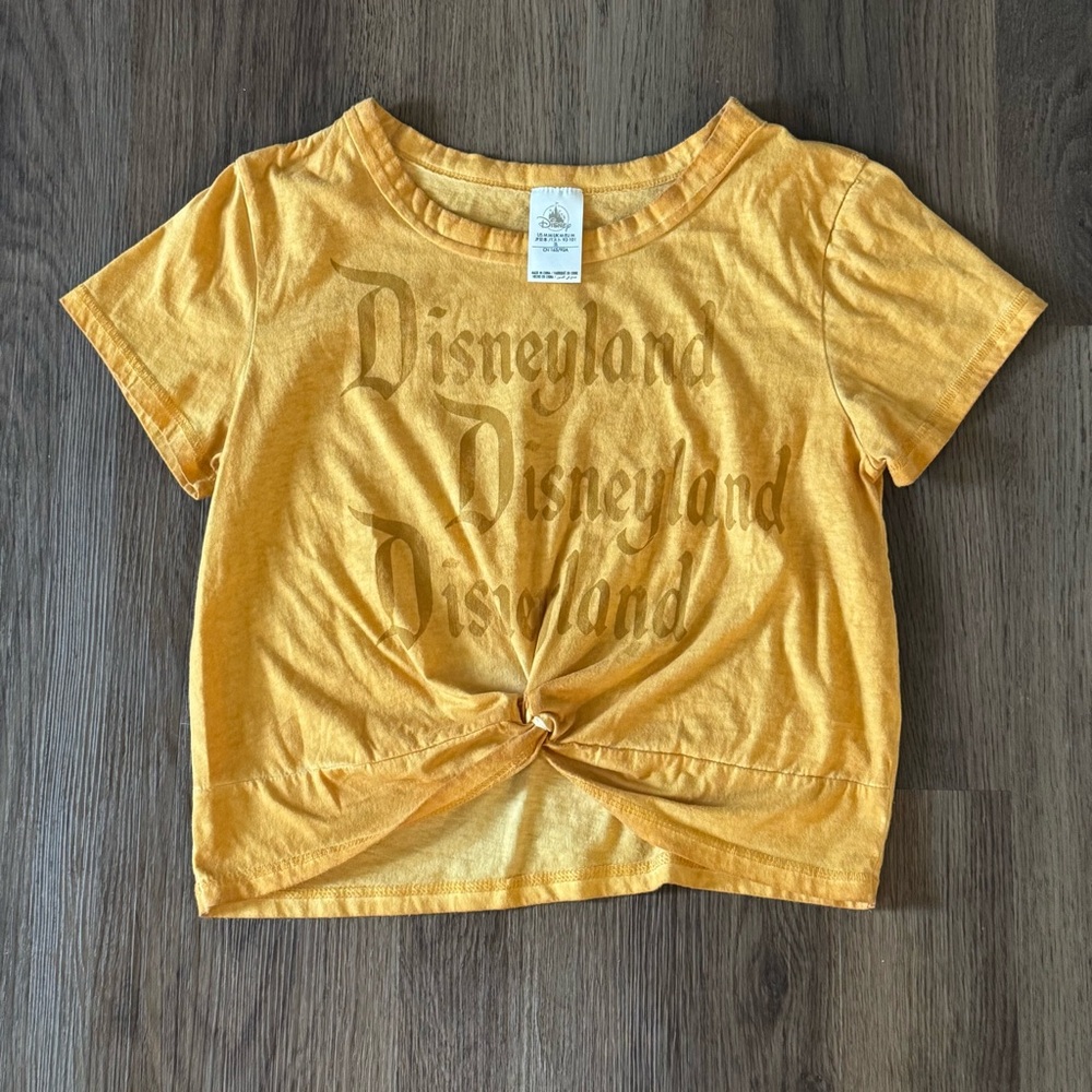 Disney Disneyland Graphic Cropped Twist Front T Shirt Top‎ Yellow Size 2L - Picture 2 of 3